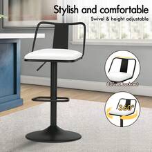 ALFORDSON Bar Stool Set Of 2, Height-Adjustable Kitchen Stools With Swivel Function (53-75 Cm Seat Height), Premium Bar Chairs For Kitchen And Dining Areas (PU Leather, Black) - White - View 2