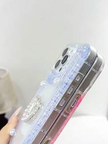 1个透明果冻多巴胺闪粉手机壳，带4颗仿珍珠流苏和双心装饰，适用于Infinix Smart 8/Infinix Hot 40i/Spark 20/Spark 20C/Spark Go 2024/Smart 7/16 Pro Max，防水防震防摔防刮，国际版，非国内版 - 粉色 - 查看 4