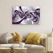 Framed Purple Wall Art - Canvas Abstract Art Living Room, Modern Silver Wall Decoration, Office Artworks, Bedroom Pictures Decorative Poster