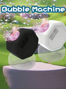 Juguete soplador de burbujas compacto para exteriores, funcionamiento automático con un solo botón, juguete de agua portátil para niños, disponible en negro y blanco (pilas y solución de burbujas no incluidas)