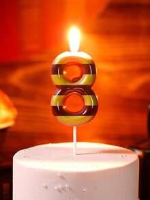 Brown & Yellow Striped Numeric 0-9 Magic Theme Birthday Anniversary Party Cake Decorative Candles - Multicolor - View 4