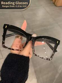 LiMiaoMiao 1 件装女士猫眼复古阅读眼镜，透明镜片放大老花镜，适用于电脑，+1.0 至 +4.0 - 白色 - 查看 32