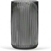 Hanaomaoyi Flower Vase 9.8 Inch Grey Thickened Glass Vase For  Flowers,Bookshelf,Dinner Table,Office Desktop,Meeting Room,Bathroom,Countertop,Home Christmas Day Decoration - 灰色的 - 查看 1