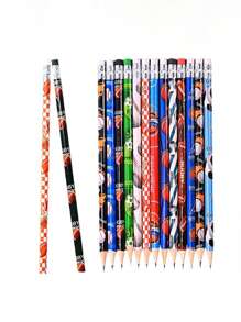 Set di 12 matite a tema sportivo con gomme, matite a tema calcio, baseball, basket, football, forniture per studenti e ufficio, regalo per il ritorno a scuola