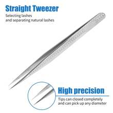 FADVAN 1/2Pcs Eyelash Tweezers Extension Black/Silver/Gold Stainless Steel Superhard Tweezers Straight And Bend Tweezer Eyebrow Volume Tweezers Set Makeup Tool High Precision Anti-Static Tweezers