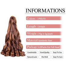 8 Packs French Curly Braiding Hair For Box Braids 24Inch Pre Stretched Loose Wavy  Bouncy Braiding Hair Extensions 75g/Pack Synthetic French Curl Crochet Hair Braids Extensions For Women Daily Holidays Party And Cosplay Braided Hair - đồng đỏ pha nâu sẫm-P33/30 - Xem 2