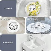 Nắp thoát nước bồn tắm bằng silicon giữ tóc, dụng cụ bảo vệ gia đình có nắp đậy bồn rửa chén hút chân không cho bồn rửa nhà bếp, bồn tắm phòng tắm (màu trắng) Quay lại trường học - trắng - Xem 6