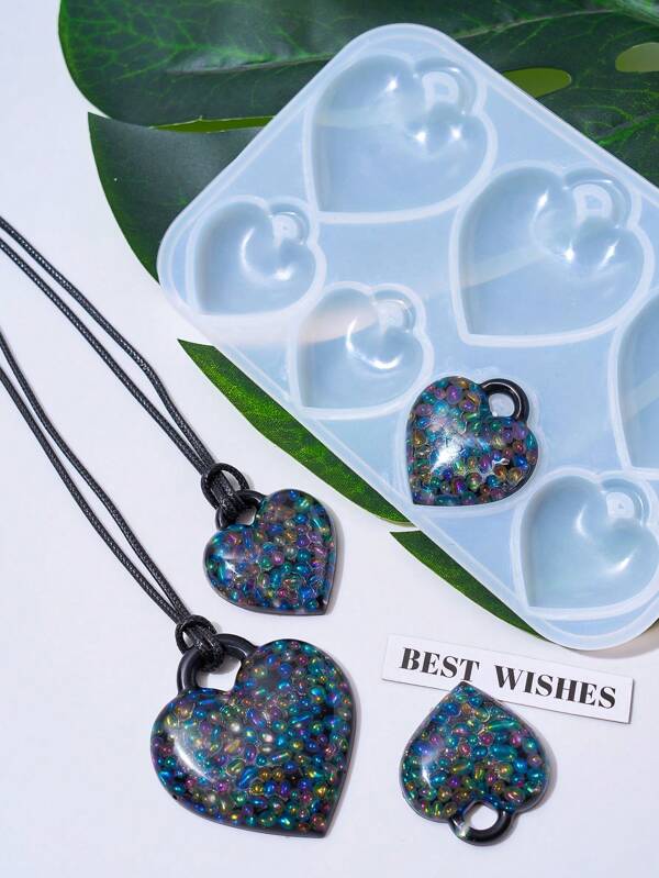 1PC Heart Shape Resin Molds, Pendant Crystal Mirror Drip Mold Epoxy Resin Silicone Mold, For Keychain Jewelry Pendant Craft Making, Gift For Woman, Best Friend Gifts, DIY Gift