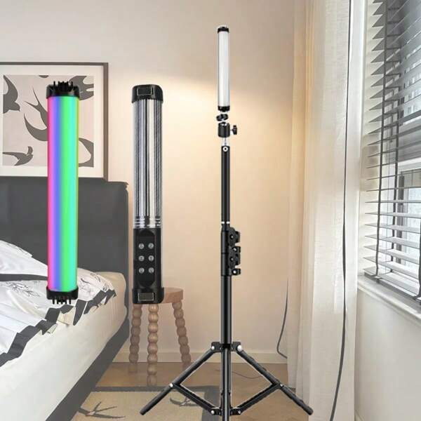 Luz de video de 360° RGB Varita de iluminación fotográfica Lámpara LED colorida para fiestas Luz de relleno portátil Flash Speedlight para transmisión en vivo, fotografía y maquillaje