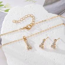 3 Stücke Damen Gold Halskette, Ohrringe Schmuckset, für den täglichen Gebrauch