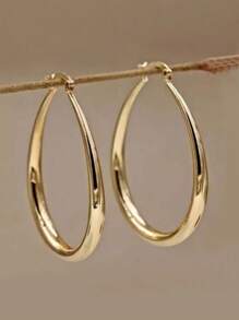 Pendientes de aro grandes y lisos dorados para mujer, accesorios de moda para fiestas, bodas y regalos de Navidad