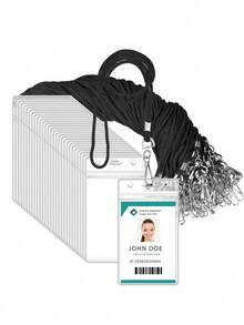 2/10/20/30pcs Vertical ID Name Tag Card Holders, Waterproof Resealable Zipper, With Lanyard, Transparent Card Sleeves, Suitable For ID Cards, Employee/Student Cards, Office & School Use, Unisex, Essential For Back To School - Multicolor - View 14
