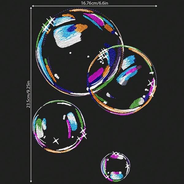 1/2/3 件肥皂泡仿刺绣吹泡泡熨烫贴纸，彩色卡通图案，可水洗 DIY 补丁，适用于衣服、T 恤、牛仔裤、背包，个性化热转印设计贴纸