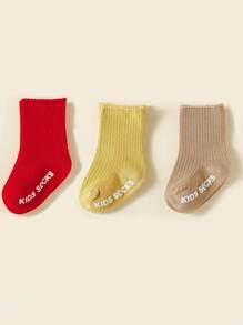 3 pares de calcetines antideslizantes para bebé, calcetines de caña alta de unicolor versátiles para niños de 1 a 3 años