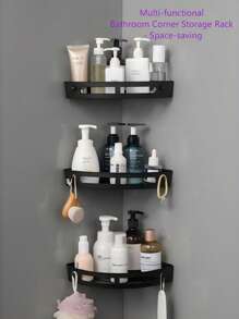 1 Stück 3-stöckiges Badregal ohne Bohren, Wandmontiertes Aufbewahrungsregal für Badezimmer, Toilette, Küche, Balkon