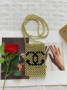 Niche Beaded Woven Hollow Mini Shoulder/Crossbody Phone Bag