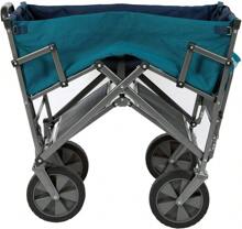MacSports Double Decker Wagons Carts Heavy Duty Foldable Outdoor Collapsible Cart Portable Lightweight Utility Cart, All Terrain Sports Wagon For Camping Gear, Groceries, And More (Teal)