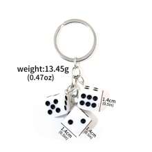 1 pieza Lindo dije de resina 3D con dados, llavero de dados 3D de resina, colgante de llavero de coche, joyería de mochila para hombres y mujeres, regalo