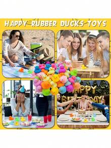 12/24pcs Colorful Rubber Ducks, Bathroom Shower Toys, Summer Beach And Birthday Party Swimming Pool Toys, Party Decorations And Gifts - Pink - View 10