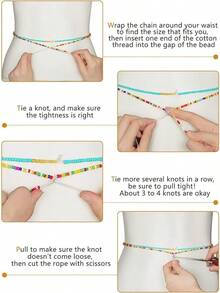 8 Pieces 50 Inch Waist Beads African Belly Chain Plus Size Belly Body Beads For Women Colorful Waist Jewelry Accessories2025 - 復古風格 - 查看 7
