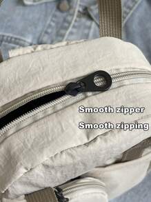 Bolso casual tipo bandolera, bolso de hombro, bolso de mensajero, mochila, bolso escolar, bolso multifuncional ajustable con monedero, de alta calidad en color beige, de gran capacidad y volumen, puede contener tabletas, paraguas, vasos de agua, diseño sencillo y de moda, con cierre de cremallera, adecuado para la temporada de regreso a la escuela, viajes, senderismo, actividades físicas, salidas y necesidades diarias, un regalo perfecto