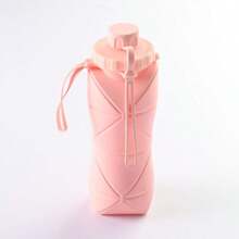 1 pieza Botella plegable de silicona de 600ml, taza de plástico reutilizable portátil para adultos, botella de agua para exteriores, gimnasio, con diseño motivacional