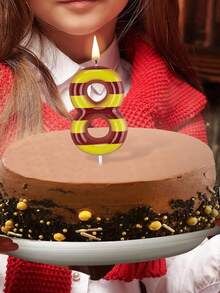Brown & Yellow Striped Numeric 0-9 Magic Theme Birthday Anniversary Party Cake Decorative Candles - Multicolor - View 5