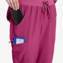 World Scrubs For Women Set - Stretch Scrub Top & Pants With 8 Pockets, Yoga Waistband, Anti Wrinkle, Slim Fit - Hot Pink - View 5