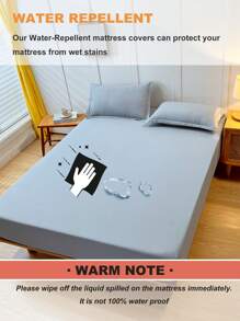 1pc Waterproof Bed Sheet, Bedding, Fitted Sheet, Solid Color Mattress Cover, Soft And Comfortable Bedding For Bedroom, Skin-Friendly Bed Cover, All Seasons, Fits For All Size Beds - Twin, Full, Queen, King, Dustproof Bedspread, Dustproof Non-Slip, Pillow And Pillowcase Not Included, Independence Day,Home Textile, Bedding Gifts, Machine Washable