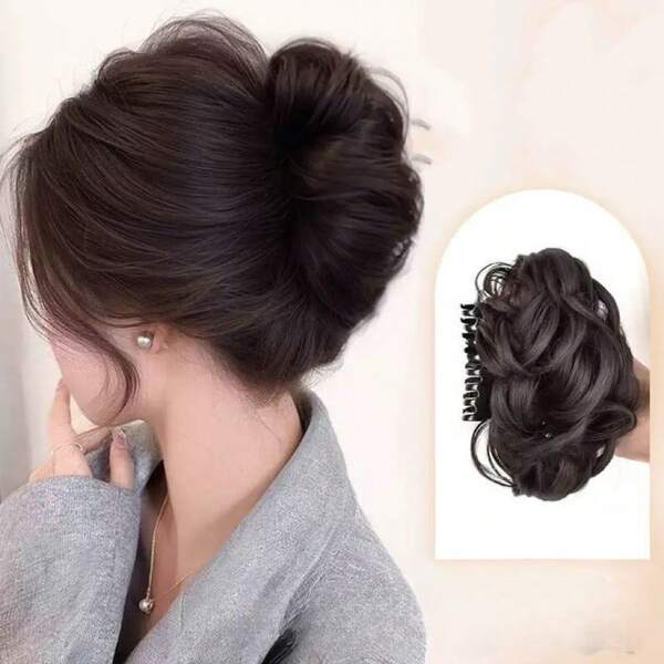 1 Stück Haarkralle Dutt Halter, Blumen Scrunchie, flauschiger Fake Haar Dutt Chignon, romantisches seitliches Haarband, Haargummis, Haargummis, Haargummibänder