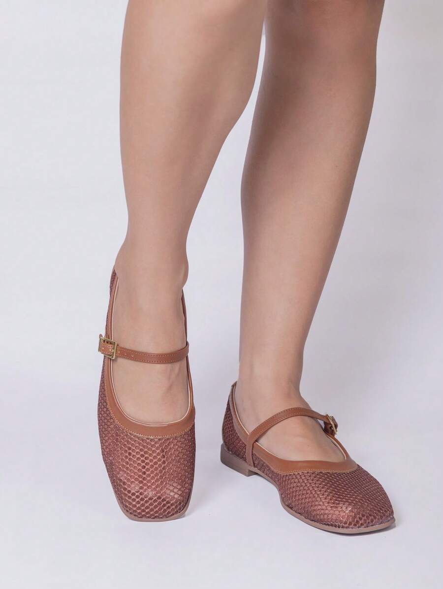 Women's Canvas Ballerina Doll Shoe Lightness Comfort - Camel - View 1