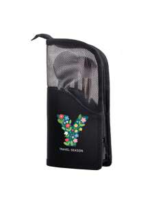 26 Alphabet Letter Pattern Makeup Brush Bag, Women Travel Storage Pouch, Large Capacity Cosmetic Organizer