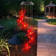 1/2/4pcs Solar Powered Wind Chimes, Outdoor Garden Yard Decor, Cardinal Bird, Home Party Night Garden Decoration Valentines Day Gifts - Solar Red Bird Wind Chime Light - View 6