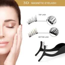 VENDAD-VASSOUL Dual Magnetic Eyelashes Half Lash 0.2mm Ultra Thin Magnet Light Weight Reusable 3D Eyelashes With Applicator - màu đen - Xem 4
