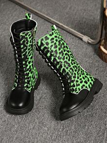 Girls Boots New British Style Children Ankle Boots Toddler Boots Versatile Colorblock Tall Riding Boots - Black - View 1