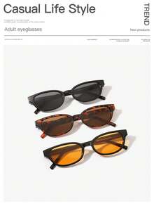 2/3 件男士休闲基本款矩形镜框时尚眼镜，适合度假和旅行，春季新品返校时尚学院风