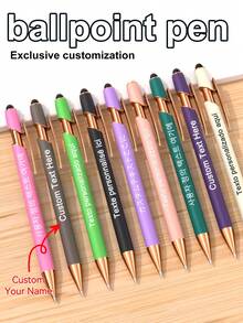 1-32支定制金属伸缩圆珠笔+触控笔套装 | 防滑笔握+书写流畅的中号笔尖 | 兼容智能手机/平板电脑/办公设备 | 可刻字/日期/Logo | 商务刻字笔+教师节礼物+新婚夫妇中性笔 | 适合学生/上班族/教师（男女通用） | 节日/生日礼物（母亲节/圣诞节/毕业典礼） | 办公/学习必备 | 多场景适用（教室/宿舍/商务会议） | 男女皆宜，青少年适用，适合新员工、办公用品，永恒的爱 - 黑色 - 查看 3