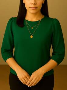 WOMEN'S 3/4 SLEEVE FORMAL BLOUSE S TO GG - 綠色 - 查看 1