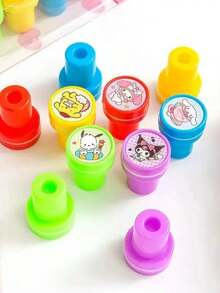 Sanrio 10/20/30pcs Sanrio Stamp Set - Cute For Kuromi, For Cinnamoroll & Friends Designs - Washable, Ideal For Paper Crafts, Scrapbooking, Notebooks, And Gift Decorations, Notebook Accessories | Playful Design | Washable Ink