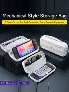 1pc Mechanical Style Protective Carrying Case For 2 (2025), Fits Switch OLED/Switch NS, With Handle, Built-In Stand, Holds 10 Game Cards, Portable, Shock-Resistant Game Card Storage - Multicolor - View 3