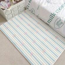 Soft Fluffy Pink Bow Striped Area Rug - Comfortable Bedroom And Living Room Mat, Suitable For Sofa, Living Room Or Closet Decoration, Hand Wash Only, Polyester Material, Living Room Carpet Door Mat, Small Rug, Welcome Mat, Carpet, Doormat, Outdoor Mat, Kitchen Carpet, Home Decor, Front Door Mat, Zonal Small Rug, Outdoor Mat, Home Decor, Zonal Carpet, Garden Carpet, Washable Carpet