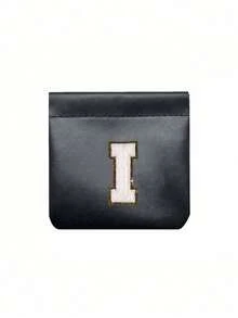 Sac de rangement en PU blanc brodé avec initiales et bande élastique, sac de rangement automatique, sac cosmétique, porte-clés, rangement pour rouge à lèvres, rangement pour câble de données, sac de voyage pour ranger les articles, cadeau pour la famille et les amis, petit sac de rangement, sac cadeau pour réunion annuelle, sacs essentiels de voyage, vacances d'été, rentrée scolaire, sac pour l'école, sac de voyage pour femmes, sac de maquillage de voyage - Noir - Voir 26