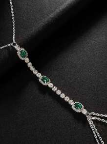 1 pieza Collar de cadena para el Body con tachuelas en forma de corazón, joyería corporal sexy con cristales para mujeres, estilo de moda europeo y americano