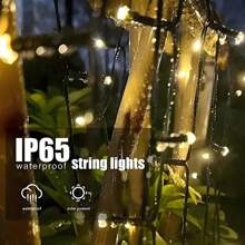 Cordão de Luzes LED Movido a Energia Solar, Para Natal, Aniversário, Casamento, Decoração de Jardim, Luzes de Fada, 50/100/200 LED, Controle de Botão com 8 Funções, Economia de Energia, À Prova D'Água