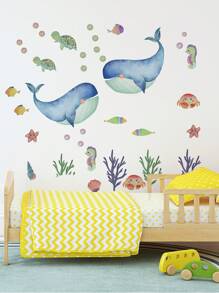 Adesivi murali - Decorazioni da parete rimovibili e autoadesive in PVC, per camera dei bambini, motivi vari: creature marine, coniglio mongolfiera, animali spaziali cartoni animati, decorazione d'interni calda e onirica