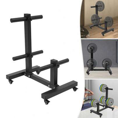 Weight Plate Storage Tree With Universal Wheels - Durable Q235A Steel Rack For Efficient, Space-Saving Organization In Home Gyms