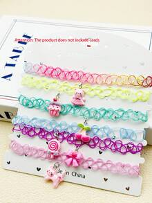 Set de 6 collares con colgantes lindos, collares elásticos, tema de verano de unicornio - A - Ver 14