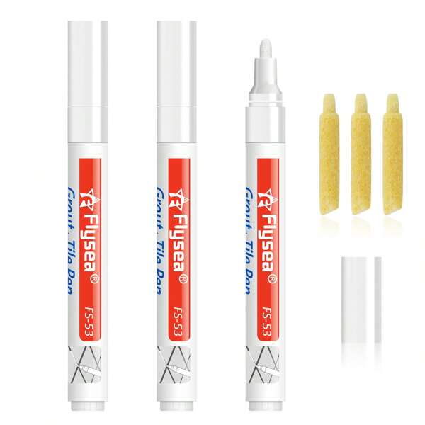 3 Stück/6 Stück Fugenstifte Weiß Fliesenfarbe Marker wasserfest Fugenstift, wasserbasierter Fliesenmarker zum Reparieren für Badezimmer, Küche, Wohnzimmer, Schlafzimmer, Balkon Wand und Boden Farbauffrischung Schulbedarf, für den Schulstart