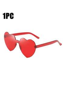 6pcs-Rimless Heart-Shaped Five-Pointed Star Shaped Frameless Glasses A Wide Range Of Transparent Candy Color Eyewear For Party Favor, Perfect For Pool And Beach Parties Summer Parties, Birthday Parties. Carnival, Fun Events Or Party Favors(Red),Valentine's Day Decorations, Valentine's Day Party Gifts
