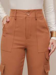 YING ZI Women Pants - 駝色 - 查看 5